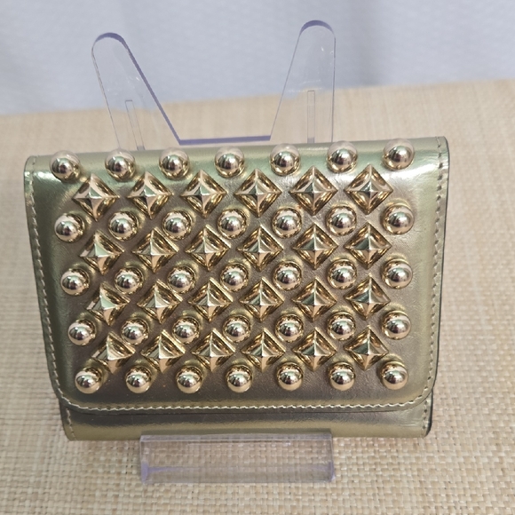 Christian Louboutin Gold Studded Wallet EUC - Picture 1 of 15